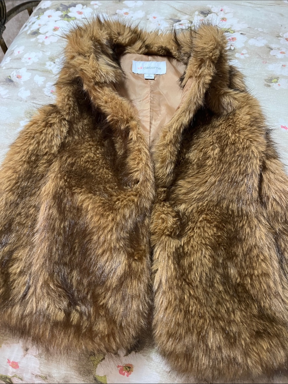 Liz Claiborne Faux Fur Hooded Teddy Jacket in Warm Brown